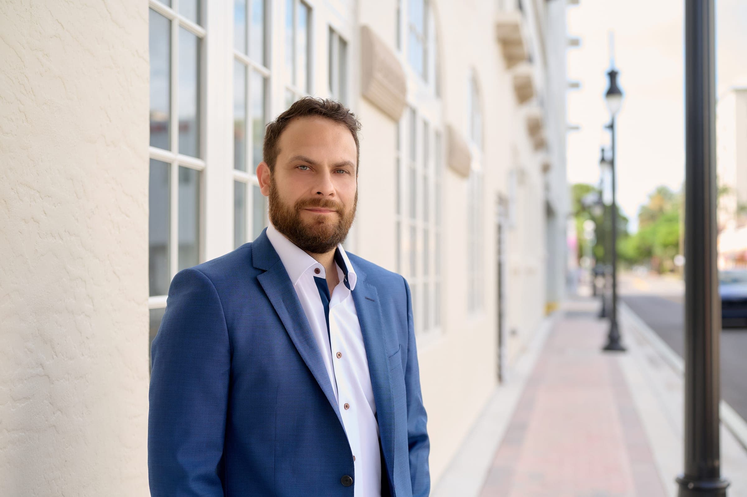 Paul Kogan on a downtown Fort Lauderdale sidewalk outside his office